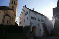 Kirche und Altstadthuser in Blumenfeld, Oktober 2020