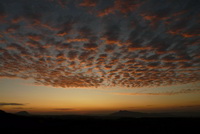 Oeange Schfchenwolken nach dem Sonnenuntergang im Hegau